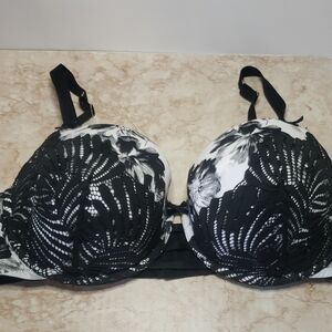 Cacique Boost Balconette Elegant Black and White Lace Bra